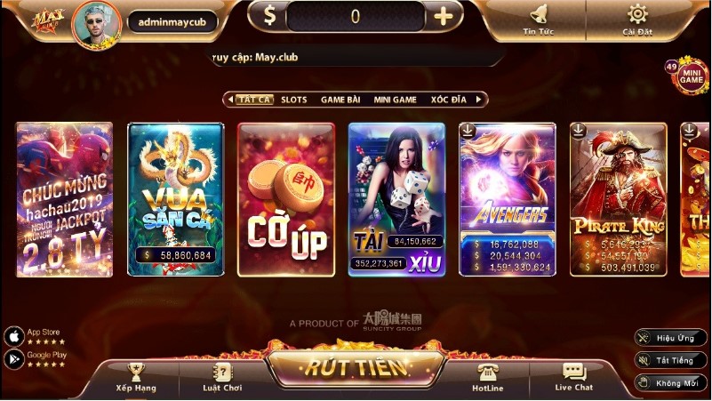 MAY CLUB là cổng game bài có giao diện bắt mắt và cuốn hút