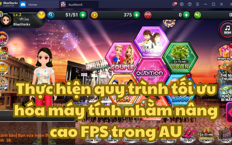 tối ưu hóa máy tính nhằm tăng FPS trong AU